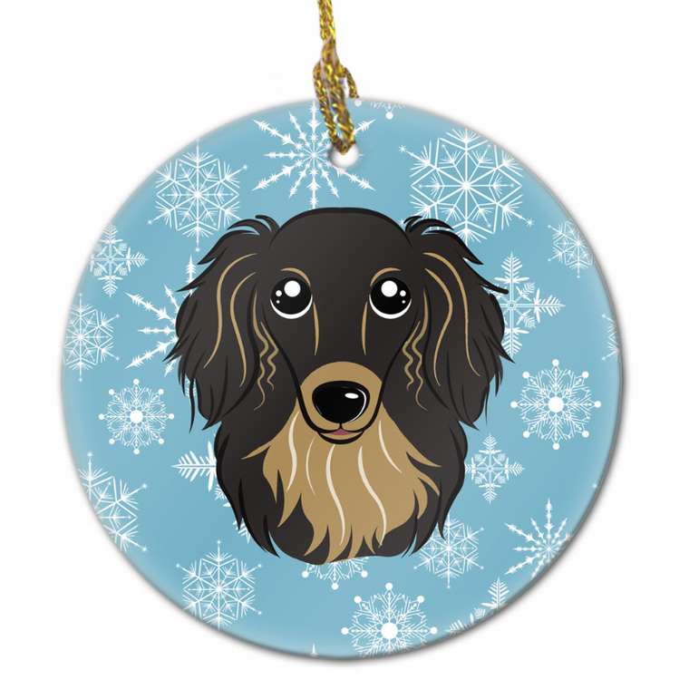 Snowflake Dog on Ceramic Ornament - 638508108715