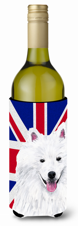 English Union Jack British Flag Design with Dog Wine Bottle Hugger - 615872822737