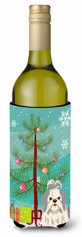 Merry Christmas Tree with Dog Wine Bottle Hugger - 638508540096