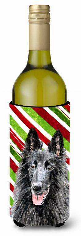 Candy Cane Christmas Design with Dog Wine Bottle Hugger - 615872704453