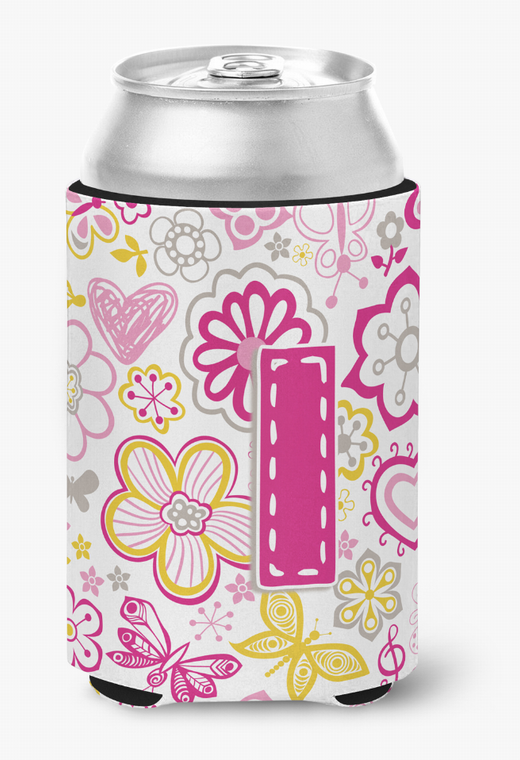 Monogram Letter Flowers and Butterflies Can or Bottle Hugger - 615872968794