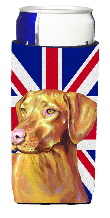 Dog with English Union Jack British Flag Ultra Hugger for slim cans - 615872826773