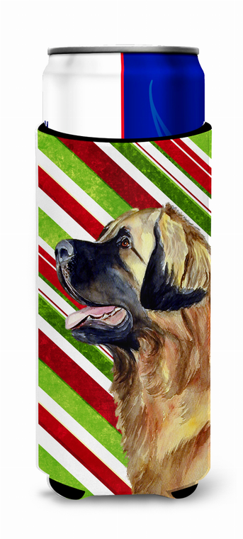 Candy Cane Holiday Christmas Design with Dog Ultra Hugger for slim cans - 615872734238
