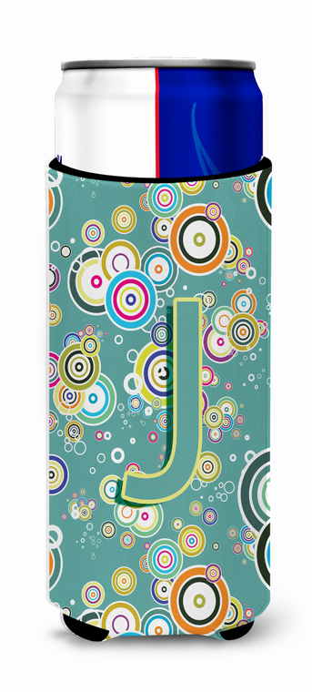 Letter Circle Teal Initial Alphabet Ultra Hugger for slim cans - 638508024343