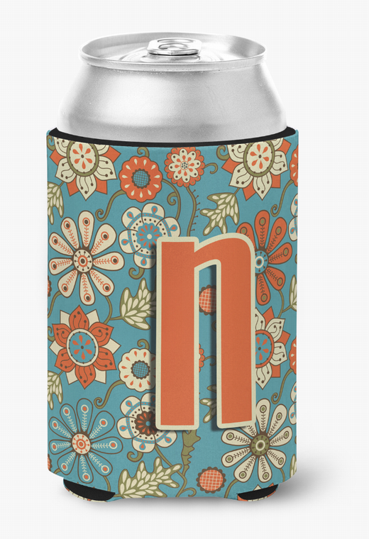 Monogram Letter Flowers Can or Bottle Hugger - 615872970667