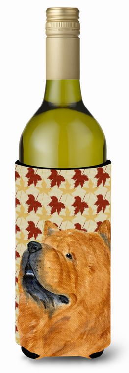 Fall Leaves Design with Dog Wine Bottle Hugger - 615872708260