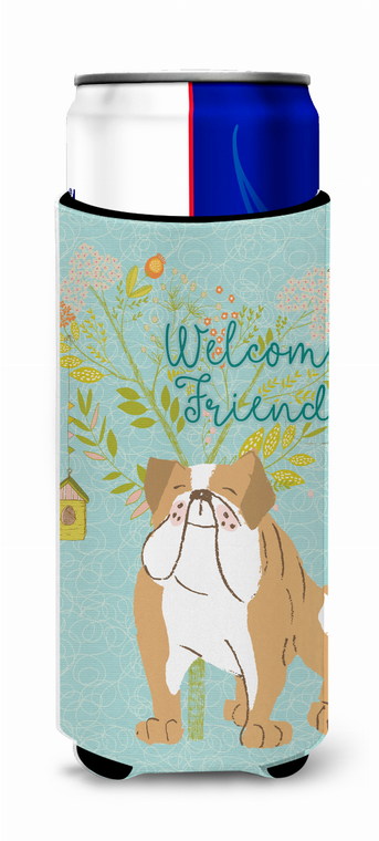 Welcome Friends with Dog Ultra Hugger for slim cans - 652259201686