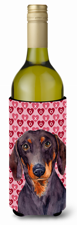 Hearts Love and Valentine's Day Design with Dog Wine Bottle Hugger - 615872713318