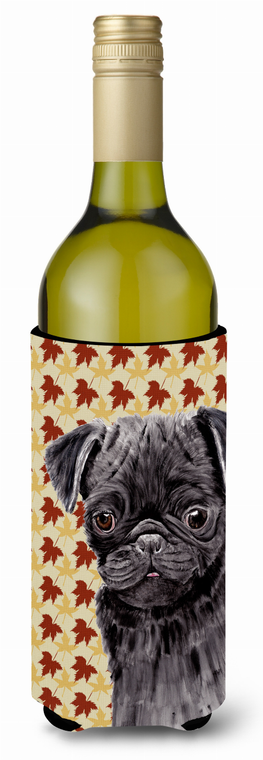 Fall Leaves Design with Dog Wine Bottle Hugger - 615872703555