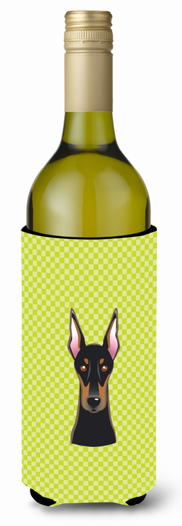 Checkerboard Design with Dog Wine Bottle Hugger - 615872918188