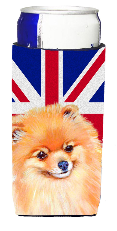 Dog with English Union Jack British Flag Ultra Hugger for slim cans - 615872826988