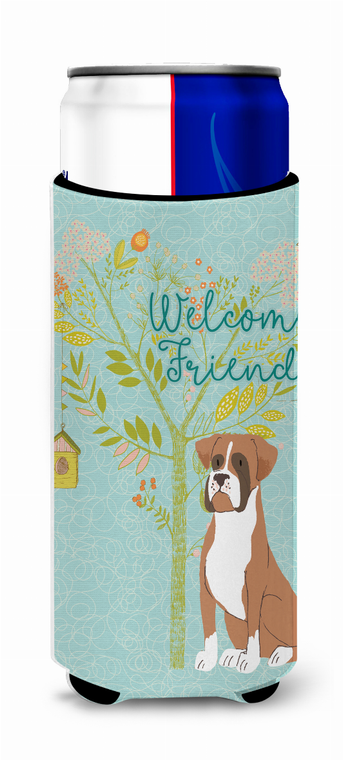 Welcome Friends with Dog Ultra Hugger for slim cans - 652259201488