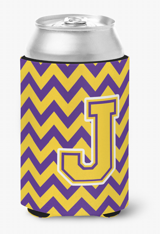 Monogram Letter Chevron Can or Bottle Hugger - 638508272607