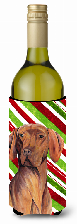 Candy Cane Christmas Design with Dog Wine Bottle Hugger - 615872715503
