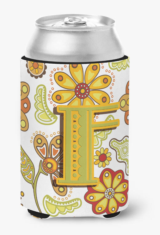 Monogram Letter Floral Can or Bottle Hugger - 615872968251