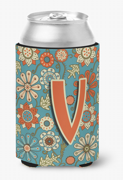 Monogram Letter Flowers Can or Bottle Hugger - 615872970742