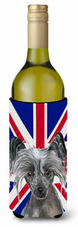 English Union Jack British Flag Design with Dog Wine Bottle Hugger - 615872822942