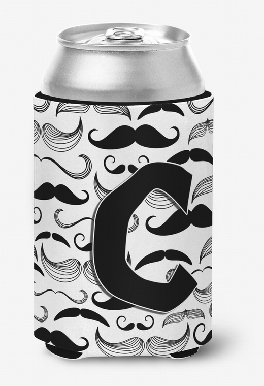 Monogram Letter Moustache Can or Bottle Hugger - 615872969777