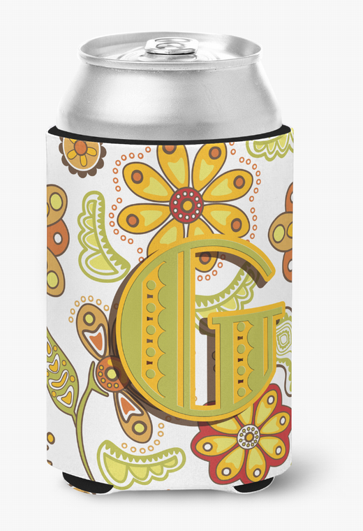 Monogram Letter Floral Can or Bottle Hugger - 615872968268