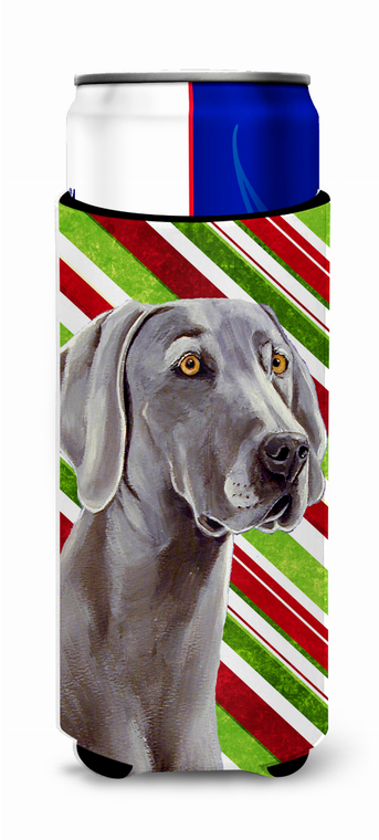 Candy Cane Holiday Christmas Design with Dog Ultra Hugger for slim cans - 615872734160