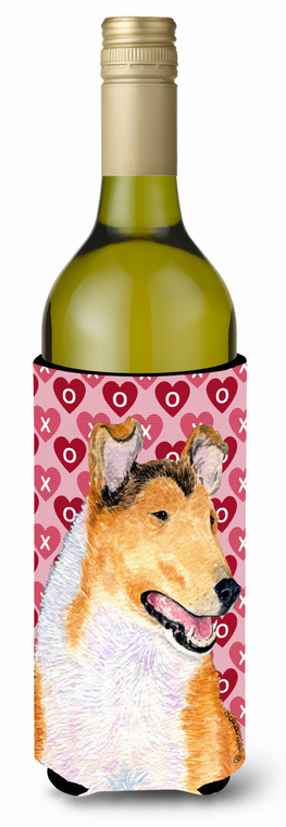 Hearts Love and Valentine's Day Design with Dog Wine Bottle Hugger - 615872708857