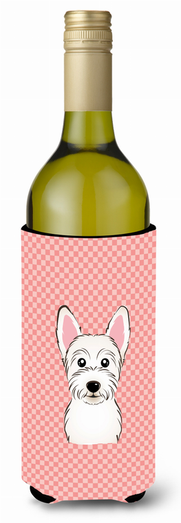 Checkerboard Design with Dog Wine Bottle Hugger - 615872918614