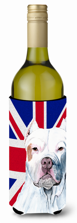 English Union Jack British Flag Design with Dog Wine Bottle Hugger - 615872822751