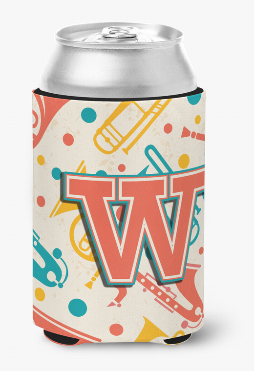 Monogram Letter Retro Musical Instruments Can or Bottle Hugger - 615872967902