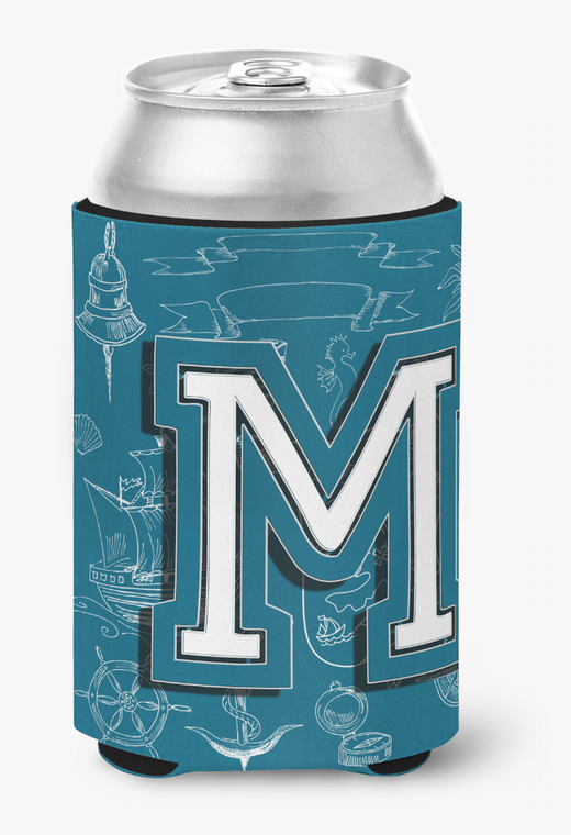 Monogram Letter Sea Doodles Alphabet Can or Bottle Hugger - 615872971176