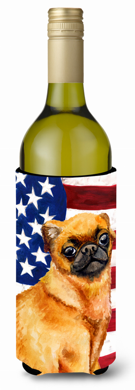 USA Patriotic American Flag Design with Dog Wine Bottle Hugger - 652259159260