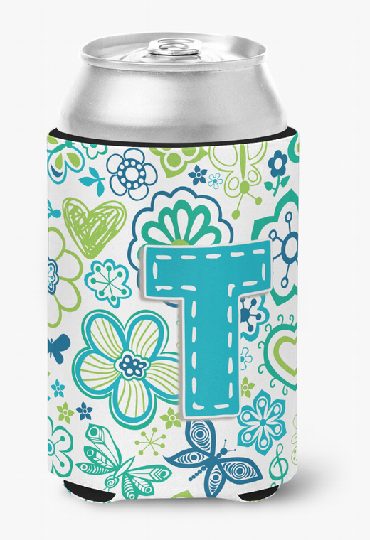 Monogram Letter Flowers and Butterflies Can or Bottle Hugger - 615872969166