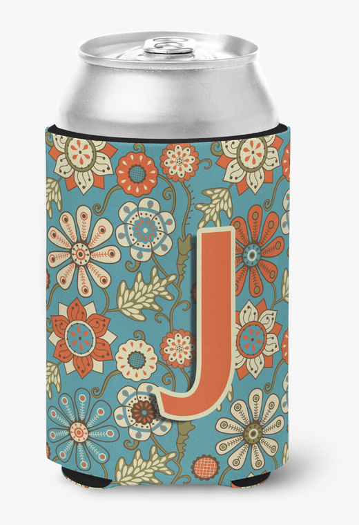 Monogram Letter Flowers Can or Bottle Hugger - 615872970629