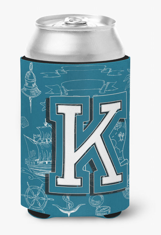 Monogram Letter Sea Doodles Alphabet Can or Bottle Hugger - 615872971152