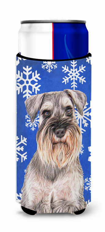 Winter Snowflakes Holiday Design with Dog Ultra Hugger for slim cans - 615872866069