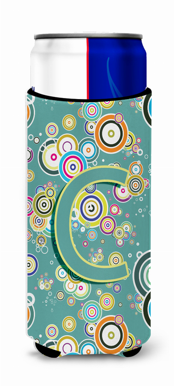 Letter Circle Teal Initial Alphabet Ultra Hugger for slim cans - 638508024275