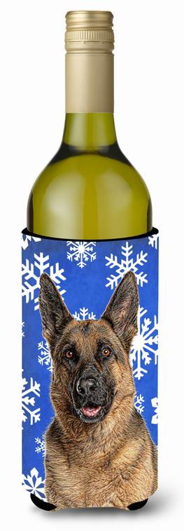 Winter Snowflakes Holiday Design with Dog Wine Bottle Hugger - 615872866700