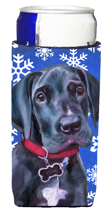 Winter Snowflakes Holiday Design with Dog Ultra Hugger for slim cans - 638508067685