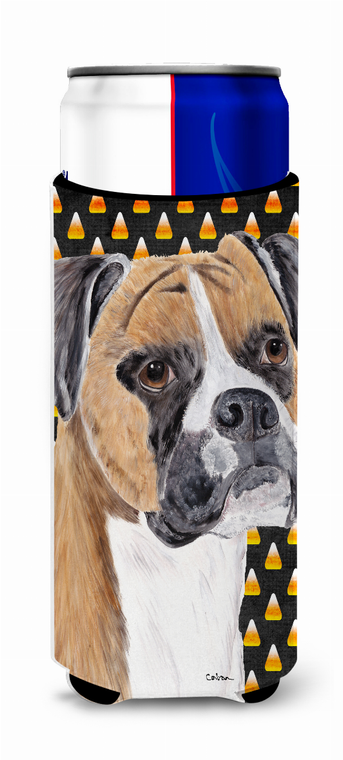 Candy Corn Halloween Design with Dog Ultra Hugger for slim cans - 615872737727