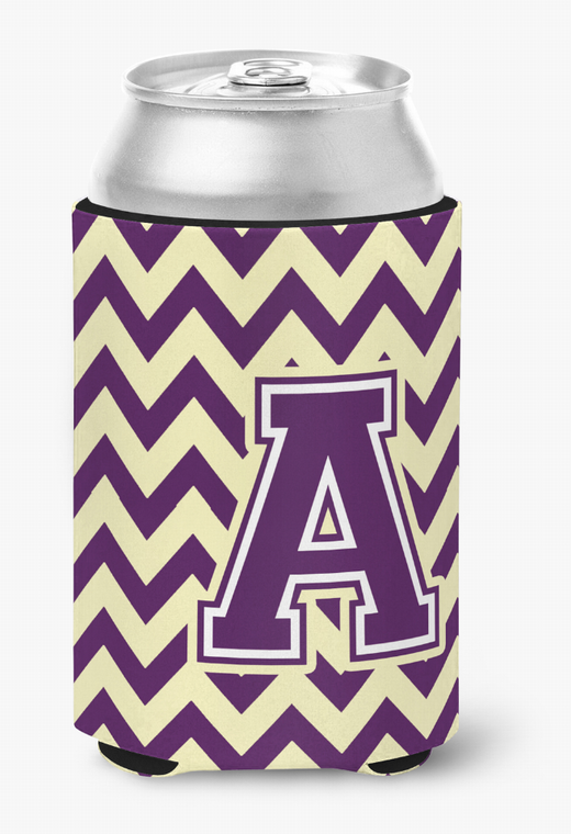 Monogram Letter Chevron Can or Bottle Hugger - 638508276544
