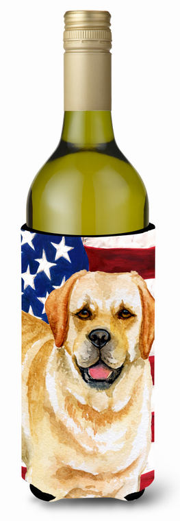 USA Patriotic American Flag Design with Dog Wine Bottle Hugger - 652259159239