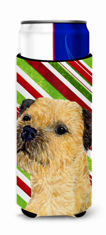 Candy Cane Holiday Christmas Design with Dog Ultra Hugger for slim cans - 615872733989