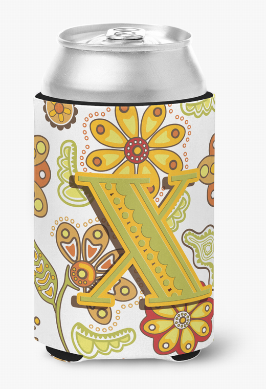 Monogram Letter Floral Can or Bottle Hugger - 615872968428