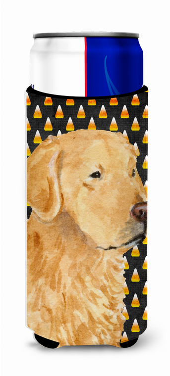 Candy Corn Halloween Design with Dog Ultra Hugger for slim cans - 615872744107