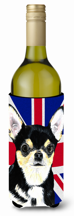 English Union Jack British Flag Design with Dog Wine Bottle Hugger - 615872822935