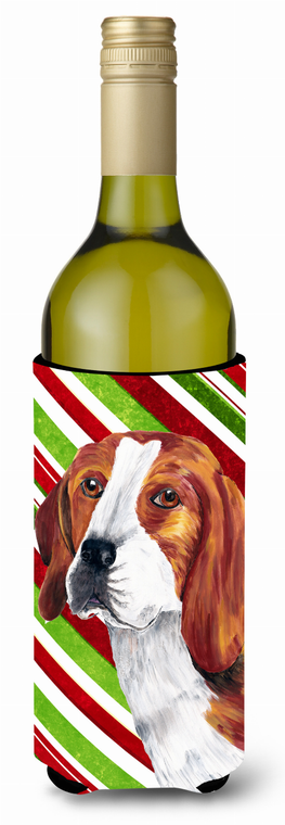 Candy Cane Christmas Design with Dog Wine Bottle Hugger - 615872704309