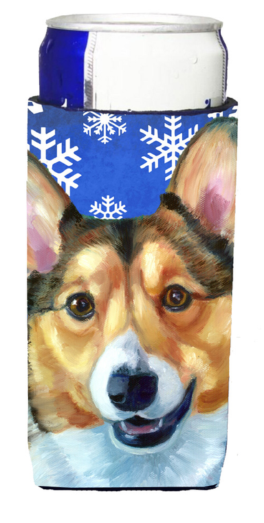 Winter Snowflakes Holiday Design with Dog Ultra Hugger for slim cans - 638508067708