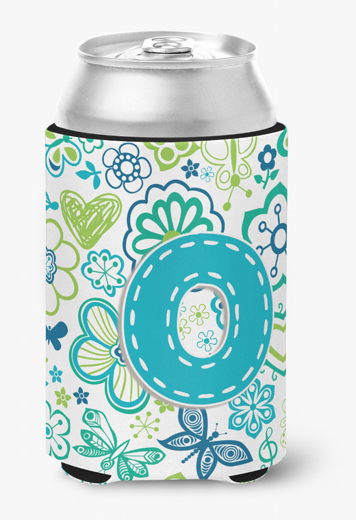 Monogram Letter Flowers and Butterflies Can or Bottle Hugger - 615872969111