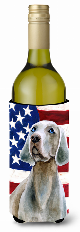 USA Patriotic American Flag Design with Dog Wine Bottle Hugger - 652259159338