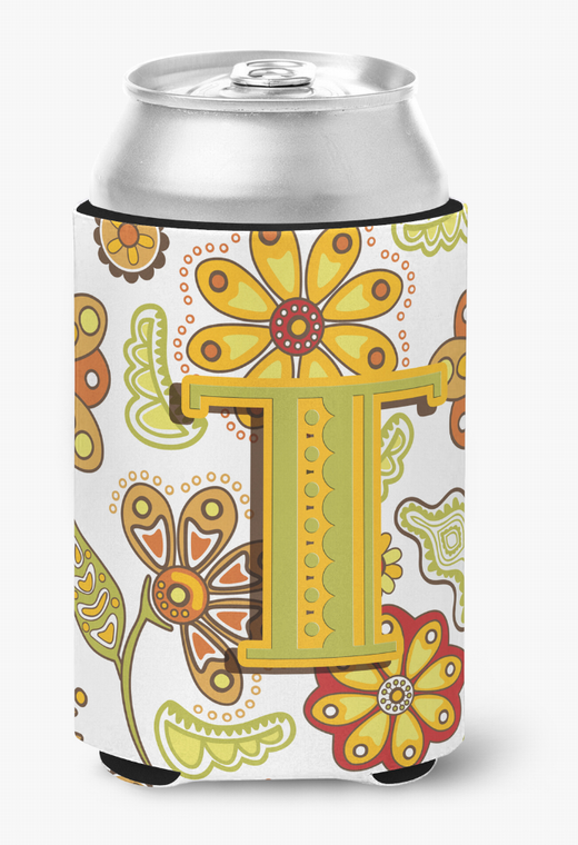 Monogram Letter Floral Can or Bottle Hugger - 615872968381
