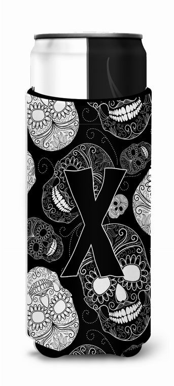 Letter Day of the Dead Skulls Black Ultra Hugger for slim cans - 638508022929